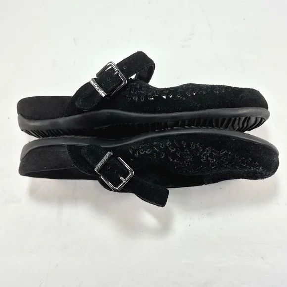 Vionic Lidia Suede Mary Jane Clog Mules Black Woman's 8 Ortho Comfort Boho Chic - Picture 8 of 13